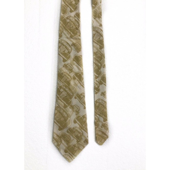 Jerry Becker Classic Cars Beige Tan Vintage Novelty Tie Necktie - Picture 2 of 6